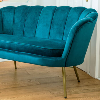 Teal Scalloped Cocktail Sofa, 3 of 4