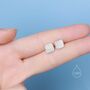 Hammered Square Stud Earrings In Sterling Silver, thumbnail 4 of 12