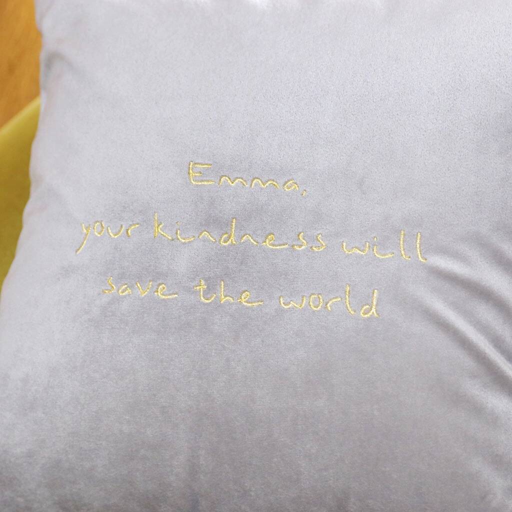 Personalised Embroidered Meaningful Words Cushion By Lisa Angel