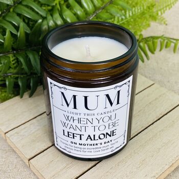Personalised Mothers Day Left Alone Amber Candle, 3 of 6