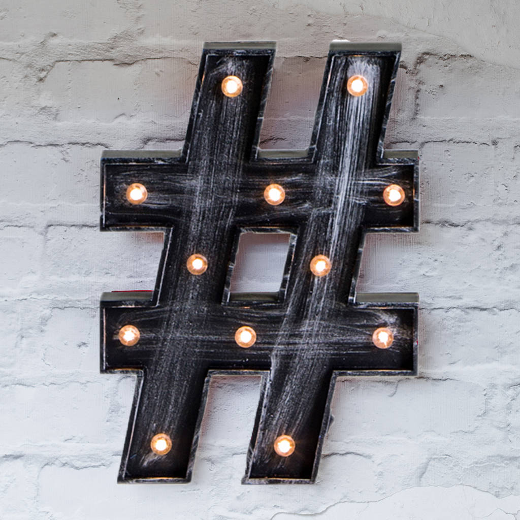 Decorative Metal Hashtag Light By I Love Retro