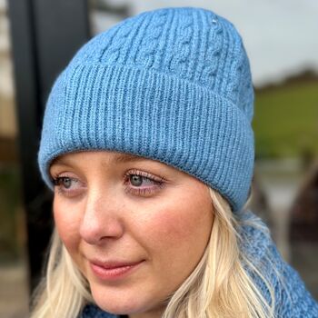 Personalised Cable Knit Matching Hat And Scarf Set, 7 of 8