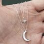 Sterling Silver Two Layer Crescent Moon And Star Pendant Necklace, thumbnail 6 of 12