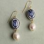 Delft Tulip Earrings With Freshwater Pearl, thumbnail 1 of 7
