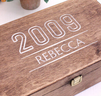 Personalised Year Wooden Memory Box, 4 of 4