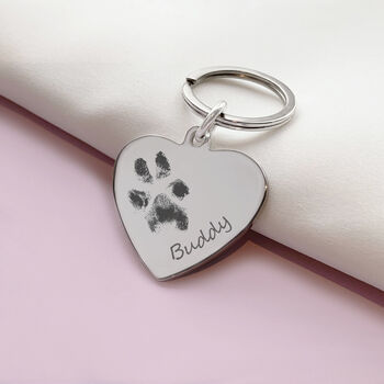 Stainless Steel Heart Keyring With Paw Prints, 3 of 6