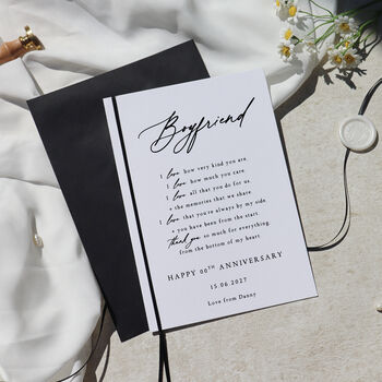 Personalised Husband Wedding Anniversary Card With Love Poem, 3 of 8
