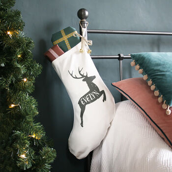 Personalised Reindeer Name Christmas Stocking, 2 of 3