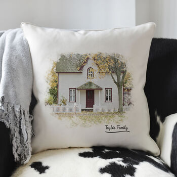 Personalised House Digital Drawing Cushion, 3 of 8