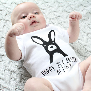 Baby's First Easter, Personalised Bunny Babygrow, 3 of 4