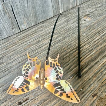 Large Copper Butterfly Garden Stake – Pure Copper Butterfly On Black Iron Pole – Outdoor Garden Art, 5 of 6