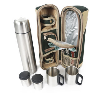 Deluxe Two Person Flask And Mug Picnic Set Forest Green, 6 of 8