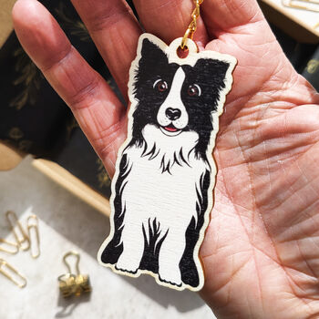 Collie Dog Wooden Keyring With Optional Christmas Card, 3 of 9