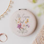 Luxury Compact Mirror Featuring Delicate Watercolour Wildflowers And A Personalised Message, thumbnail 2 of 4