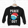 Peace Out Children's Christmas Sweatshirt, thumbnail 2 of 5