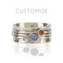 Personalised Birthstone Holi Silver Spinning Ring, thumbnail 5 of 10
