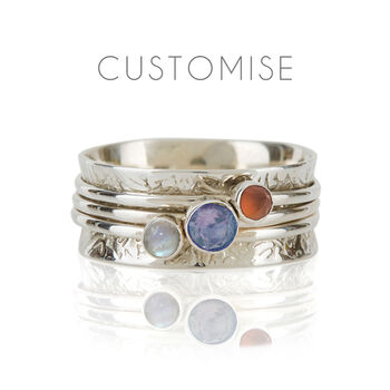 Personalised Birthstone Holi Silver Spinning Ring, 5 of 10