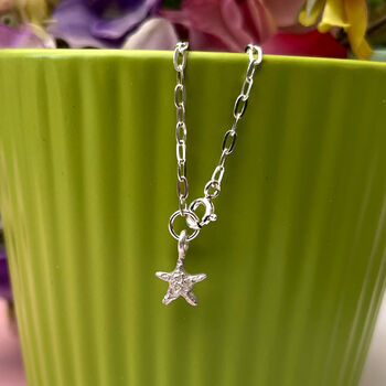 Personalised Sterling Silver Mini Starfish And Initial Star Bracelet, 3 of 12