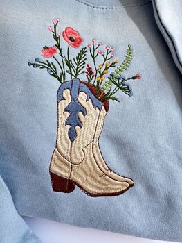 Cowboy Boot Floral Embroidered Sweatshirt, 2 of 5