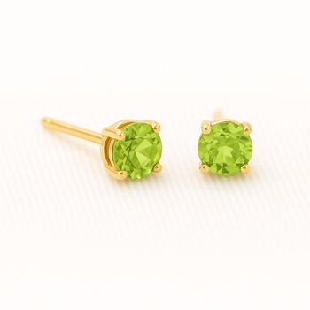 9ct Gold August Peridot Birthstone Stud Earrings, 3 of 4