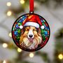 Rough Collie In Santa Hat Suncatcher Decoration, thumbnail 1 of 6