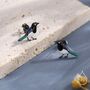 Sterling Silver Tiny Magpie Bird Stud Earrings, thumbnail 4 of 12