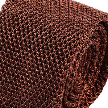 Brown Marl Silk Knitted Tie Five.5cm, 3 of 3