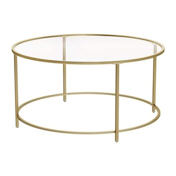 Round Coffee Table Glass Table With Steel Frame, 9 of 11