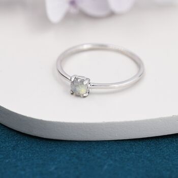 Sterling Silver Genuine Labradorite Stone Ring, 5 of 10