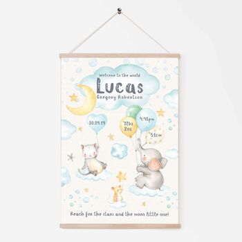 Personalised Keepsake Birth Print Lullaby Animals, 3 of 7