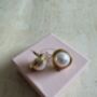 Pearl Gold Stud Earrings, thumbnail 3 of 5