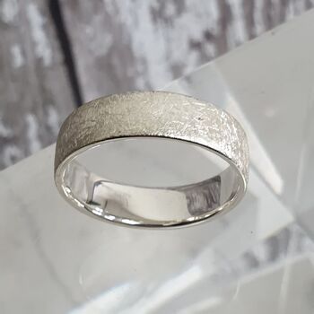 Personalised Scratched Detail Sterling Silver Ring, 3 of 11