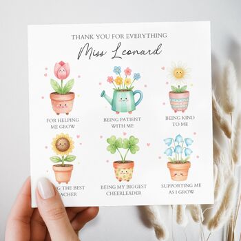 Teacher Thank You Card, Flowers Key Worker Appreciation End Of Term Gift, 2 of 3