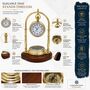 Personalised Brass 24th Anniversary Desk Clock With Compass, thumbnail 9 of 11