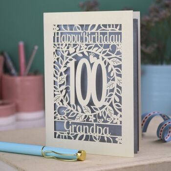 Personalised 100th Birthday Card Papercut Flower Design, 3 of 6