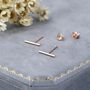 Minimalist Bar Stud Earrings In Sterling Silver, thumbnail 4 of 11