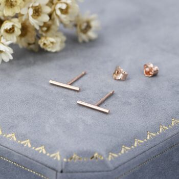 Minimalist Bar Stud Earrings In Sterling Silver, 4 of 11
