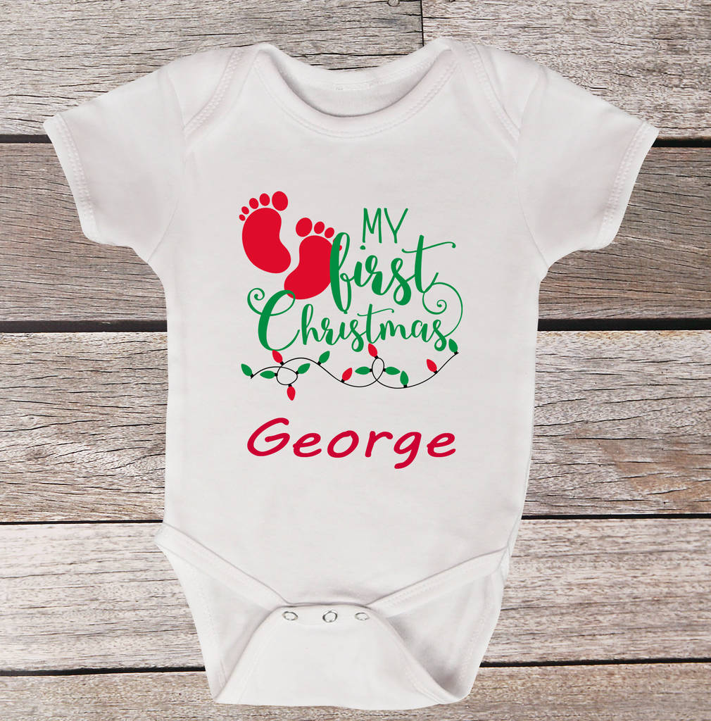 Personalised First Christmas Baby Grow By Poppy K