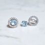Blue Topaz Stud Earrings With Removable Halo, thumbnail 1 of 10