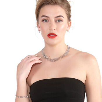 925 Sterling Silver Designer Large Petal Necklace, 2 of 6