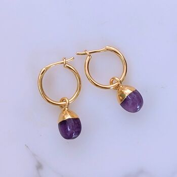 February Birthstone Earrings, Amethyst, Gold, 2 of 7
