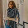 Paisley Tassel Pashmina In Deep Periwinkle, thumbnail 1 of 3