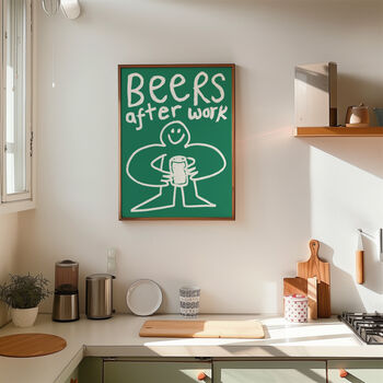 Beers After Work Doodle Kitchen Wall Art Print, 8 of 11