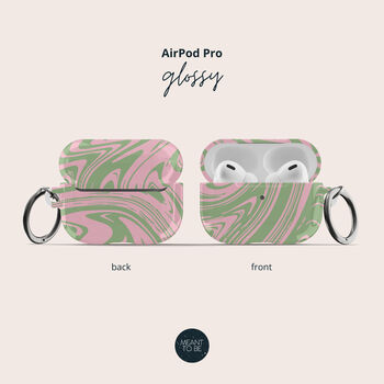 Pink And Green Marble Air Pod Case With Keychain, 5 of 6