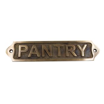 Solid Brass Pantry Plaque With Antique Finish, 2 of 5