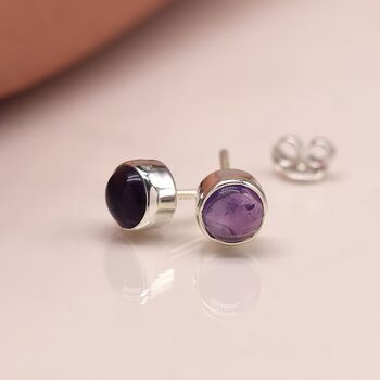 Sterling Silver Amethyst Stud Earrings, 2 of 9