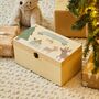 Personalised Reindeer And Presents Wooden Christmas Eve Box Fsc®, thumbnail 1 of 4