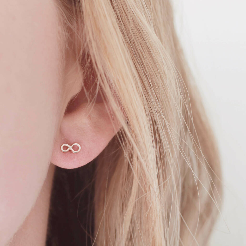 MicLee Orecchini A Cuore E Infinito In Argento 925 – Zirconi, Oro Rosa, 1,4x0,7 Cm, Regalo Per Lei
