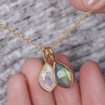 18ct Gold Vermeil Double Gemstone Necklace, 2 of 3
