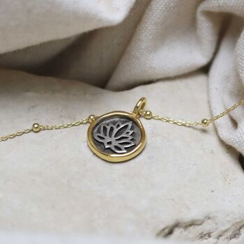 Gold Plated Sterling Silver Lotus Necklace, 4 of 12